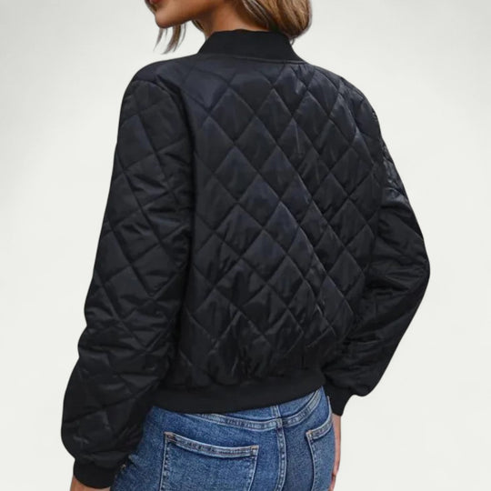 Women’s Quilted Zip Up Short Bomber Jacket