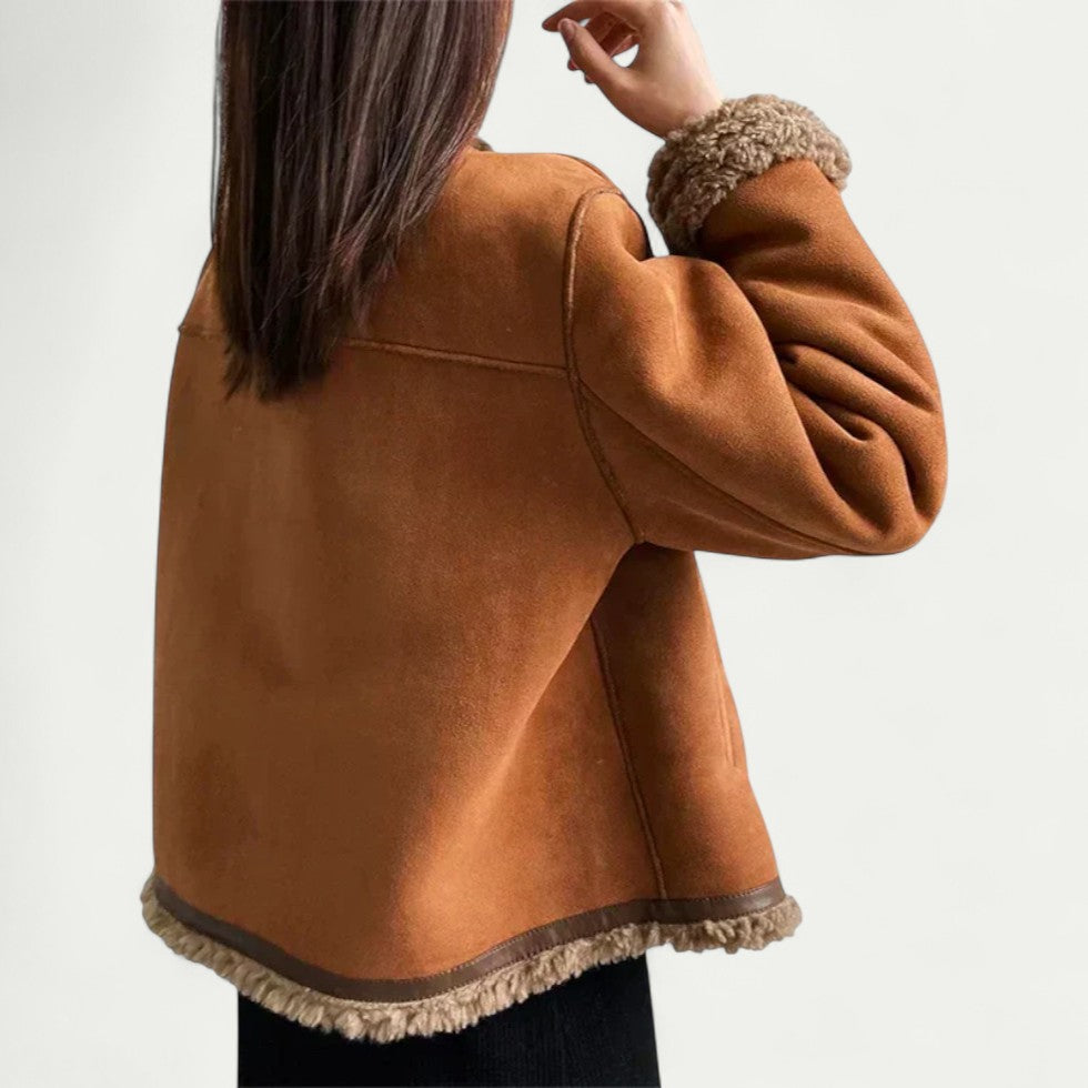 Shearling Lined Suede Jacket for Women
