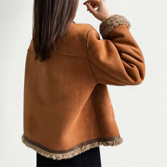 Shearling Lined Suede Jacket for Women