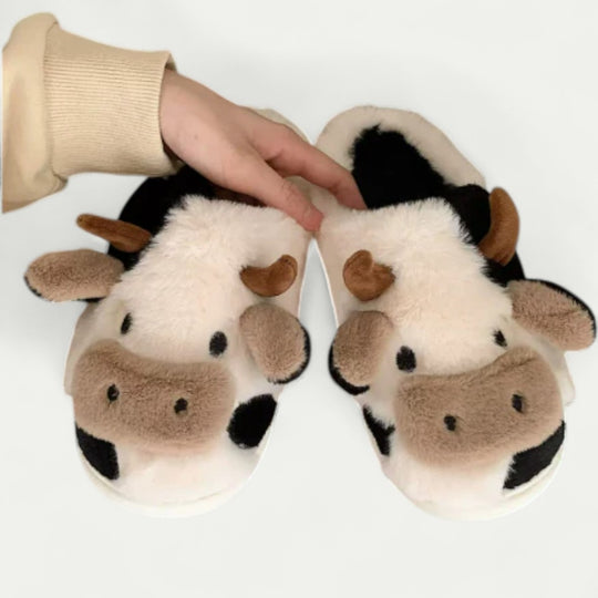 Women Orthopedic Cow Slippers with Soft Warm Lining