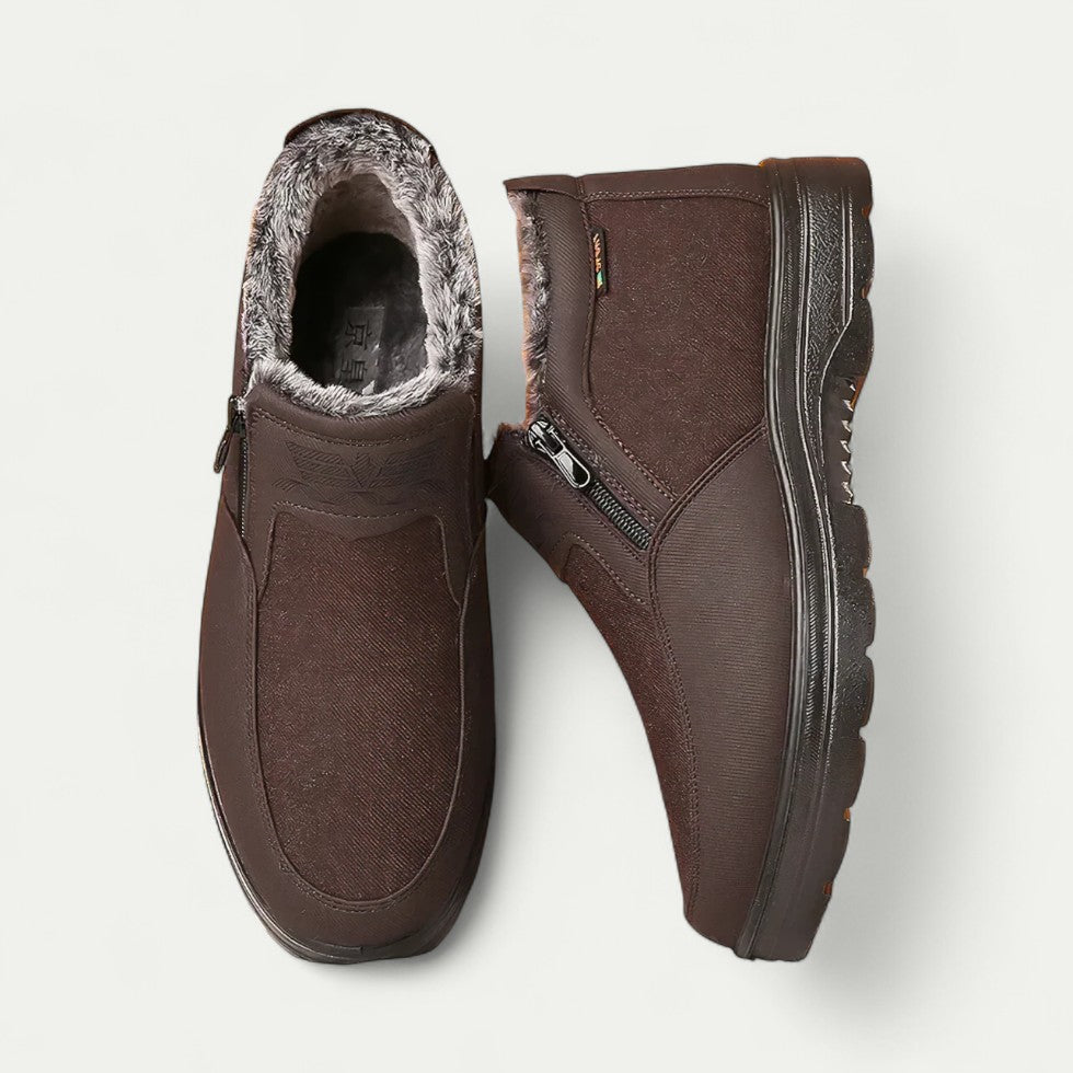 Men Orthopedic Winter Warm Fur Lined Slip On Shoes