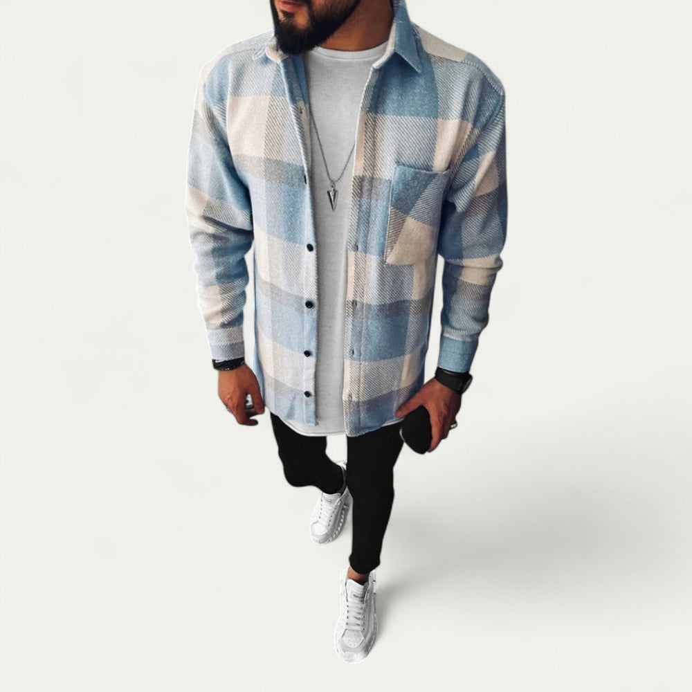 Men Checked Long Sleeve Casual Winter Shirt