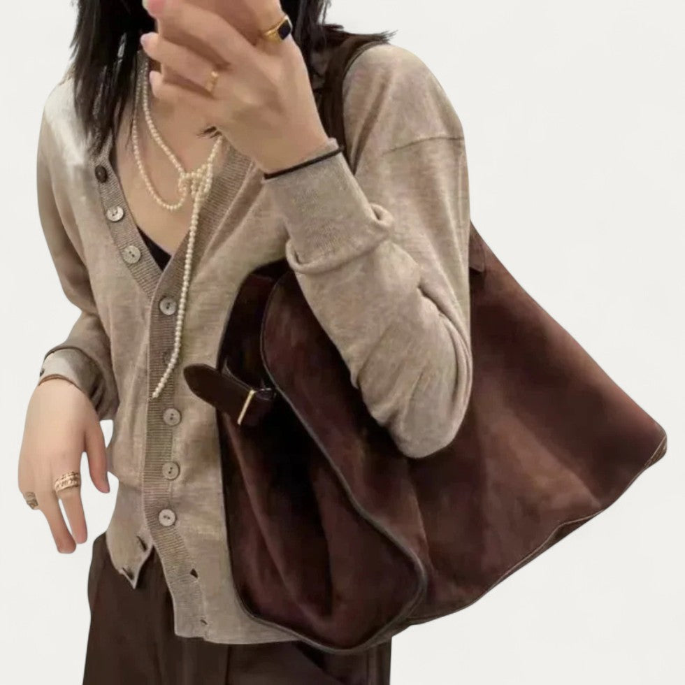 Suede Large Capacity Tote Shoulder Bag for Women