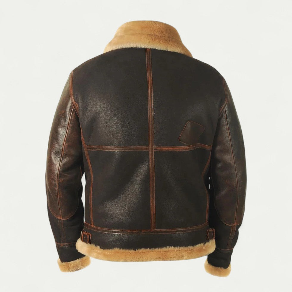 Shearling Aviator Leather Jacket for Men