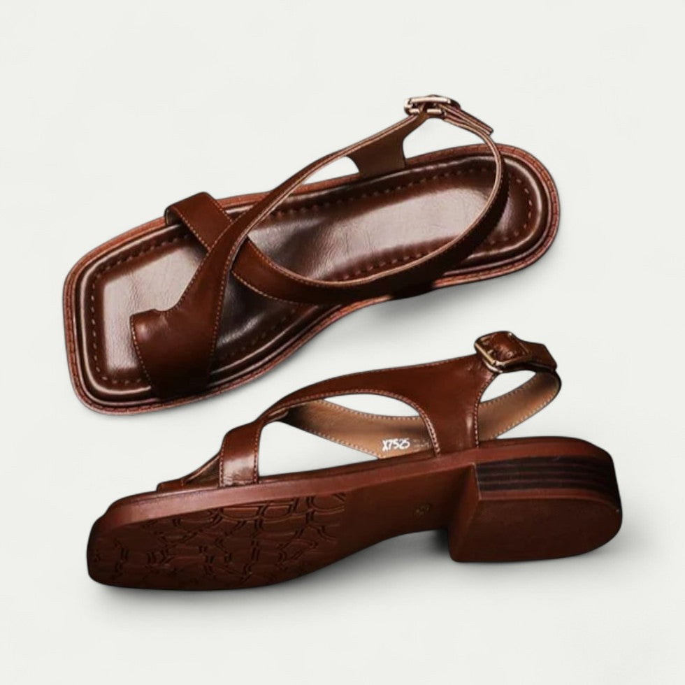 Orthopedic Leather Cross Strap Sandals for Women