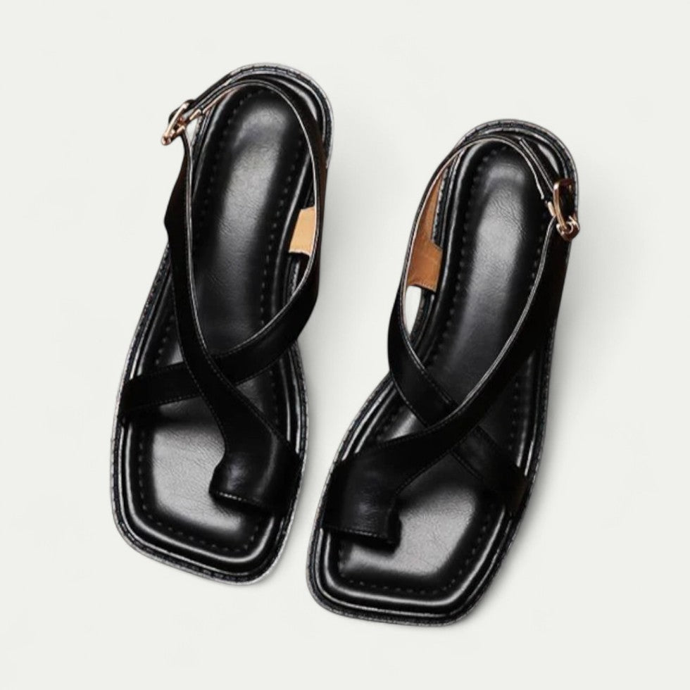 Orthopedic Leather Cross Strap Sandals for Women