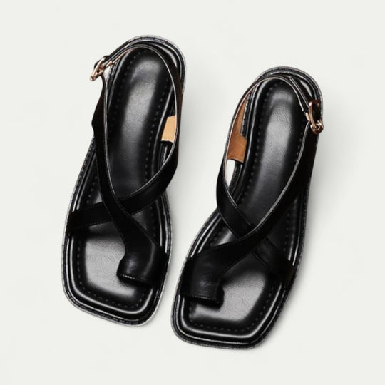 Orthopedic Leather Cross Strap Sandals for Women