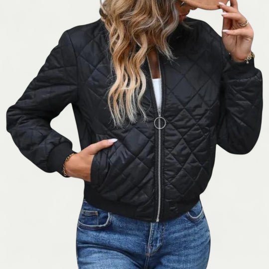 Women’s Quilted Zip Up Short Bomber Jacket