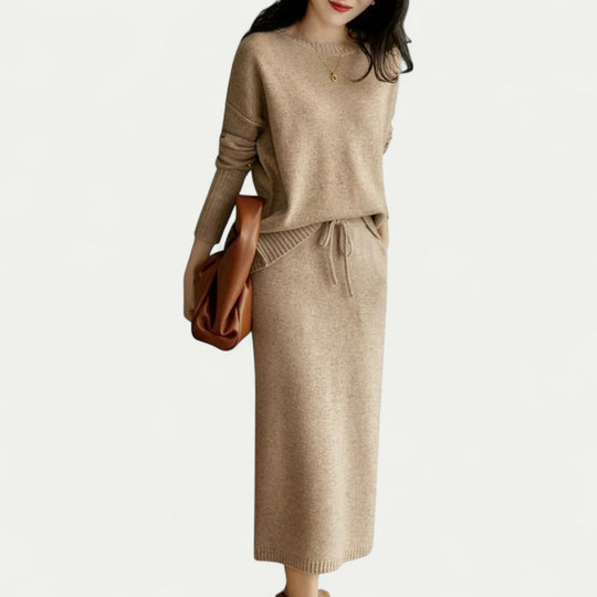 Knitted Jumper and Midi Skirt Set for Women