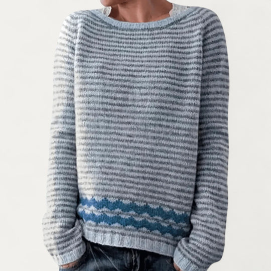 Striped Knit Crew Neck Jumper for Women
