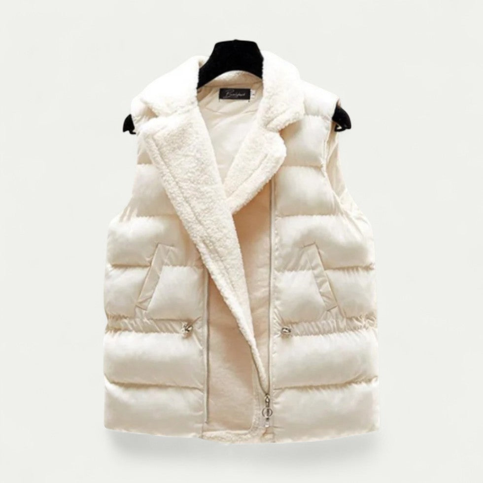 Knitted Three Piece Set with Turtleneck and Puffer Vest