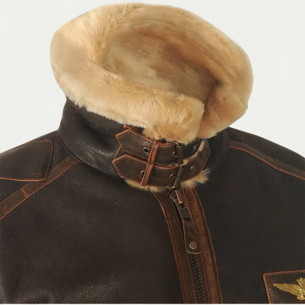 Shearling Aviator Leather Jacket for Men
