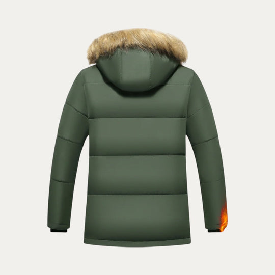 Winter Parka Jacket with Faux Fur Hood for Men