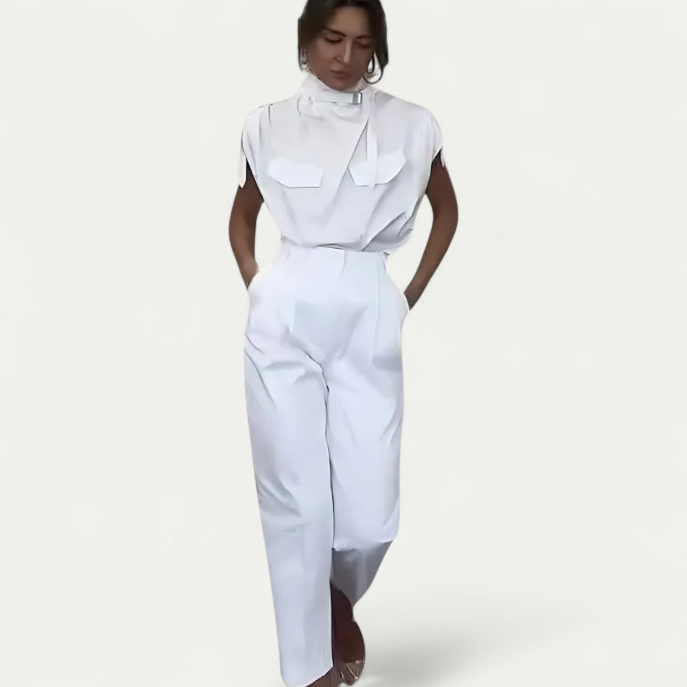 Women’s Elegant Sleeveless Belted Jumpsuit