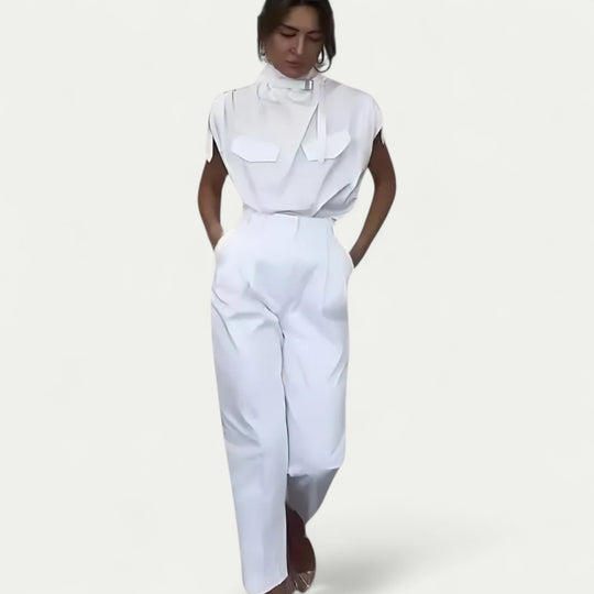 Women’s Elegant Sleeveless Belted Jumpsuit