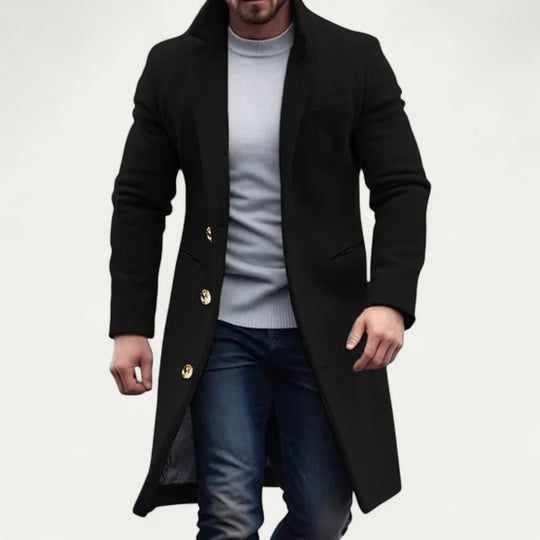 Men's Long Wool Blend Overcoat Winter Formal Jacket