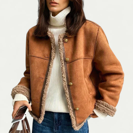 Shearling Lined Suede Jacket for Women