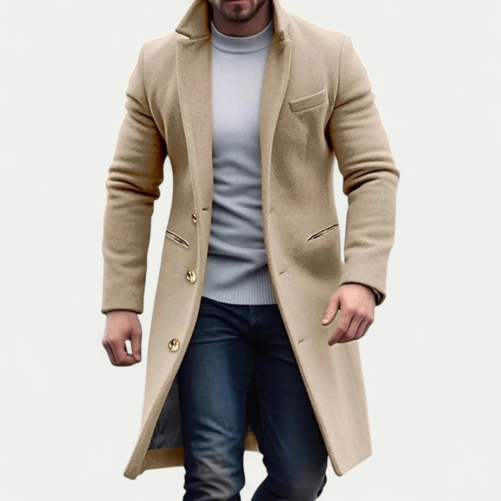 Men's Long Wool Blend Overcoat Winter Formal Jacket