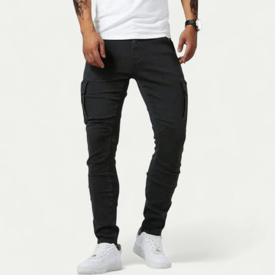 Cotton Blend Men's Slim Fit Cargo Denim Jeans