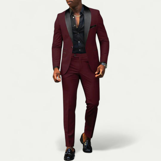 Men Slim Fit Three Piece Formal Suit with Blazer and Trousers