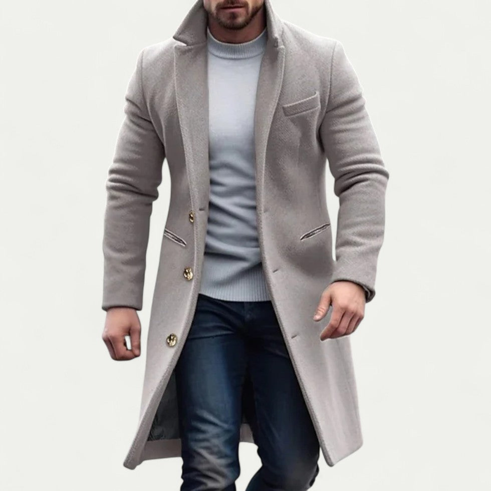 Men's Long Wool Blend Overcoat Winter Formal Jacket