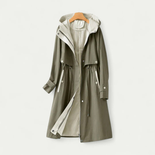 Women's Hooded Lightweight Longline Trench Coat