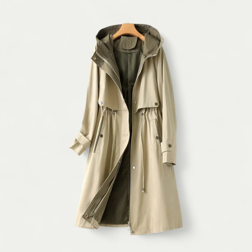 Women's Hooded Lightweight Longline Trench Coat