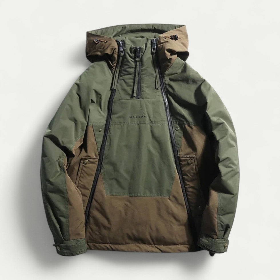 Men’s Cotton Blend Padded Hooded Winter Jacket with Zipper Closure