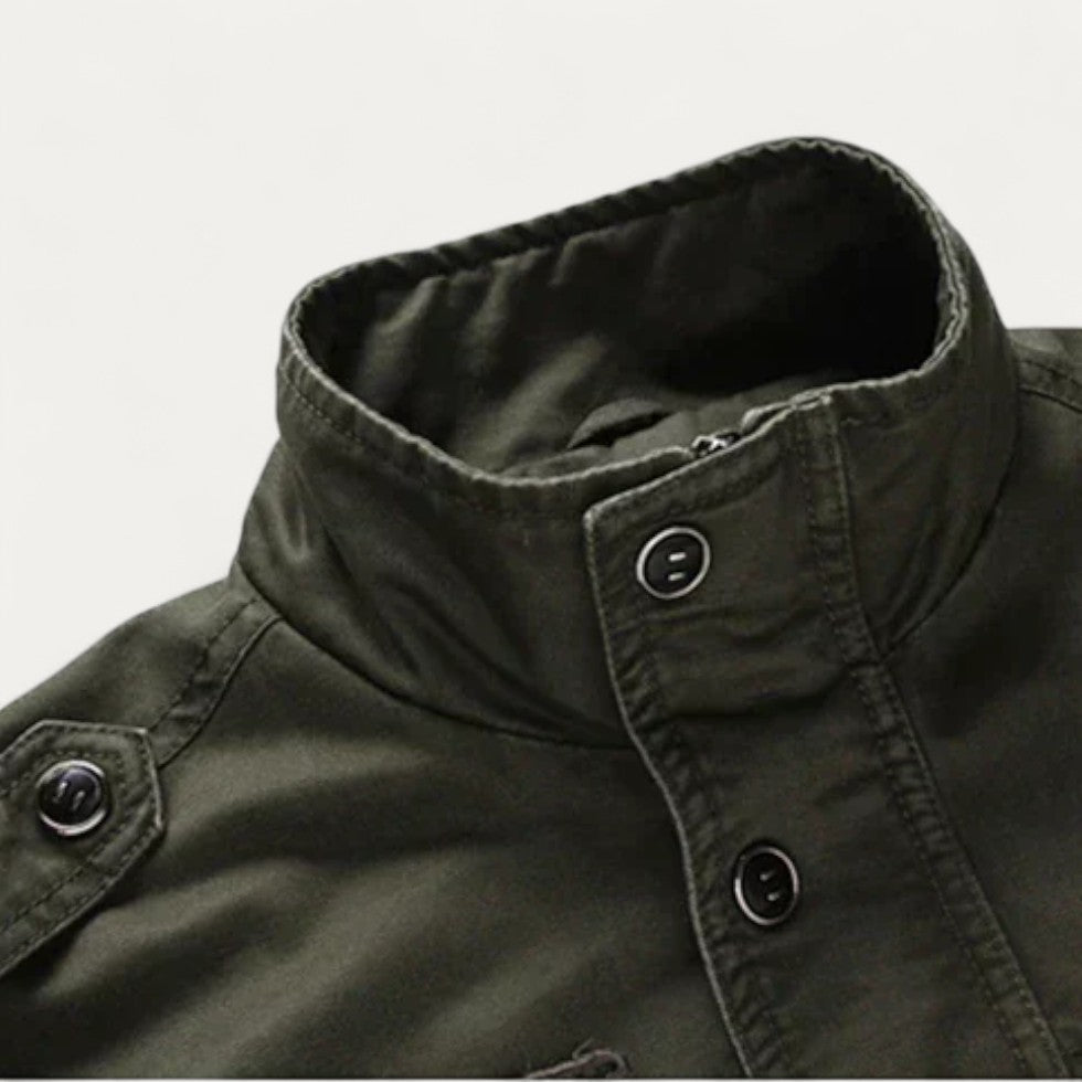 Military Style Cotton Cargo Jacket For Men
