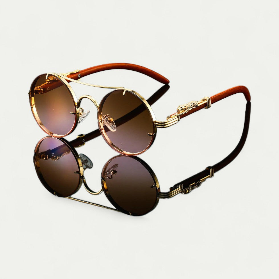 Round Vintage Dragon Frame Sunglasses for Men