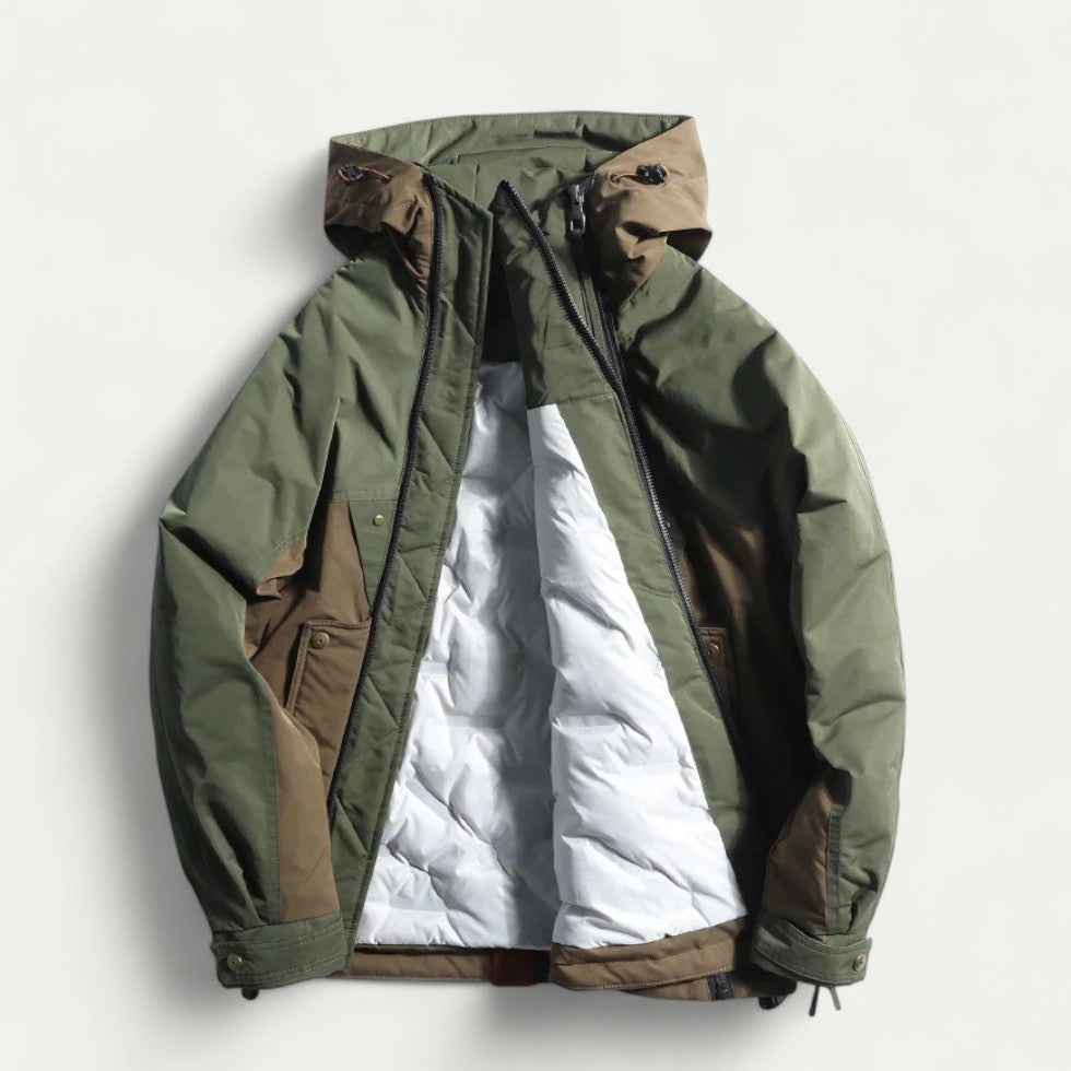 Men’s Cotton Blend Padded Hooded Winter Jacket with Zipper Closure