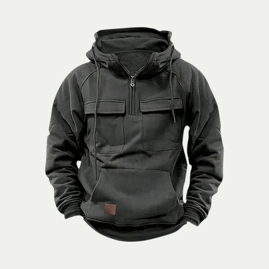 Utility Pocket Cotton Blend Pullover Hoodie for Men