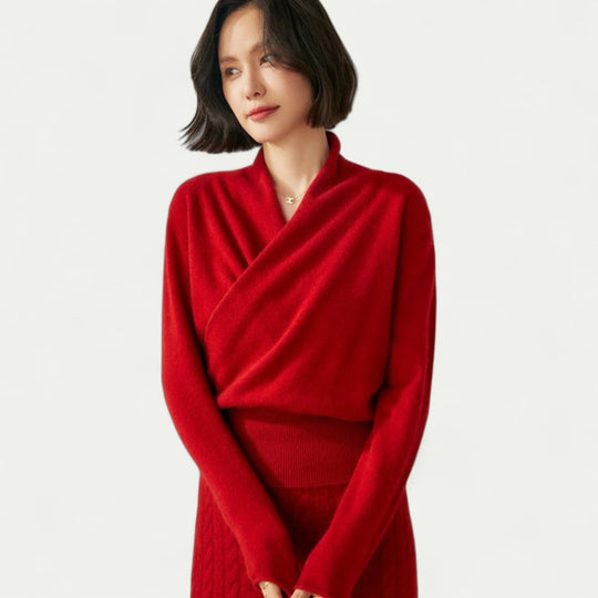 Wrap Cashmere Knit Sweater for Women