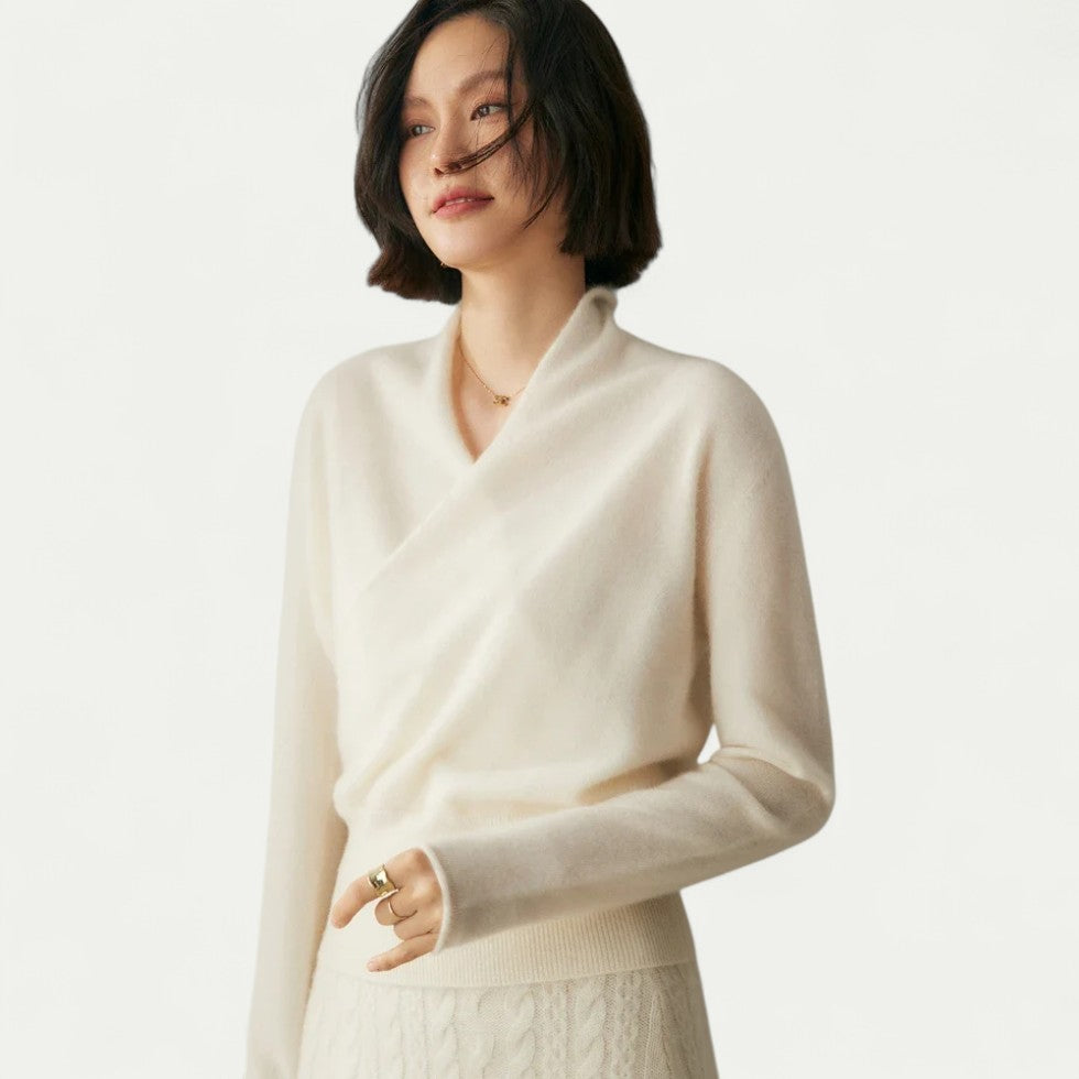 Wrap Cashmere Knit Sweater for Women