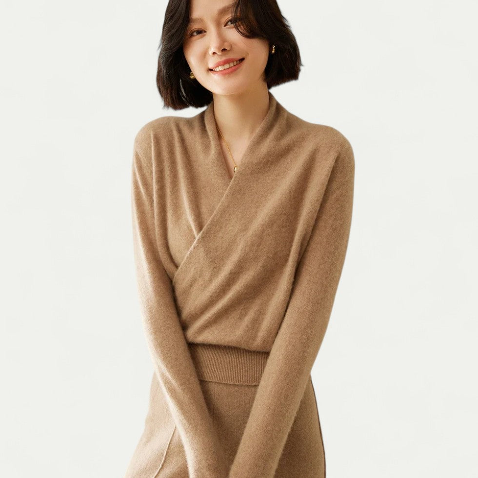 Wrap Cashmere Knit Sweater for Women