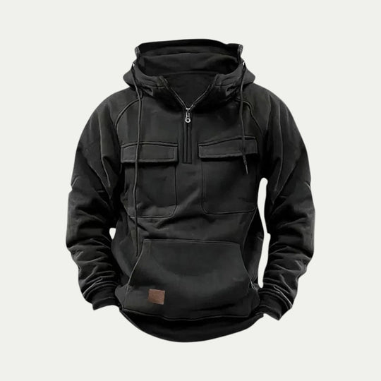 Utility Pocket Cotton Blend Pullover Hoodie for Men