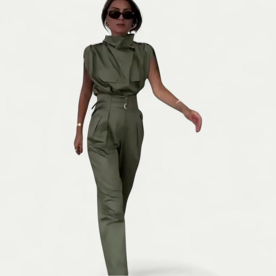 Women’s Elegant Sleeveless Belted Jumpsuit