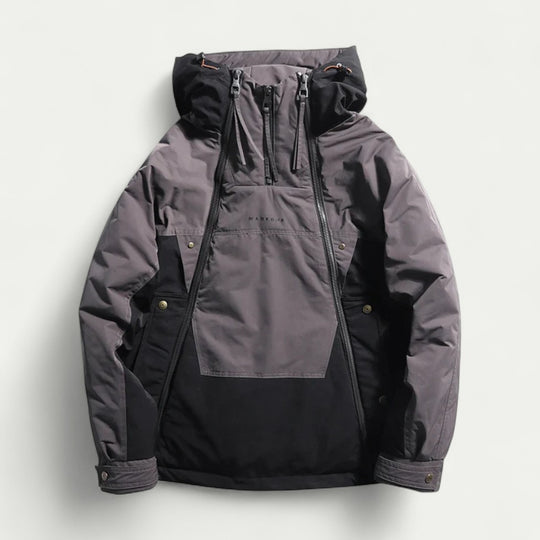 Men’s Cotton Blend Padded Hooded Winter Jacket with Zipper Closure