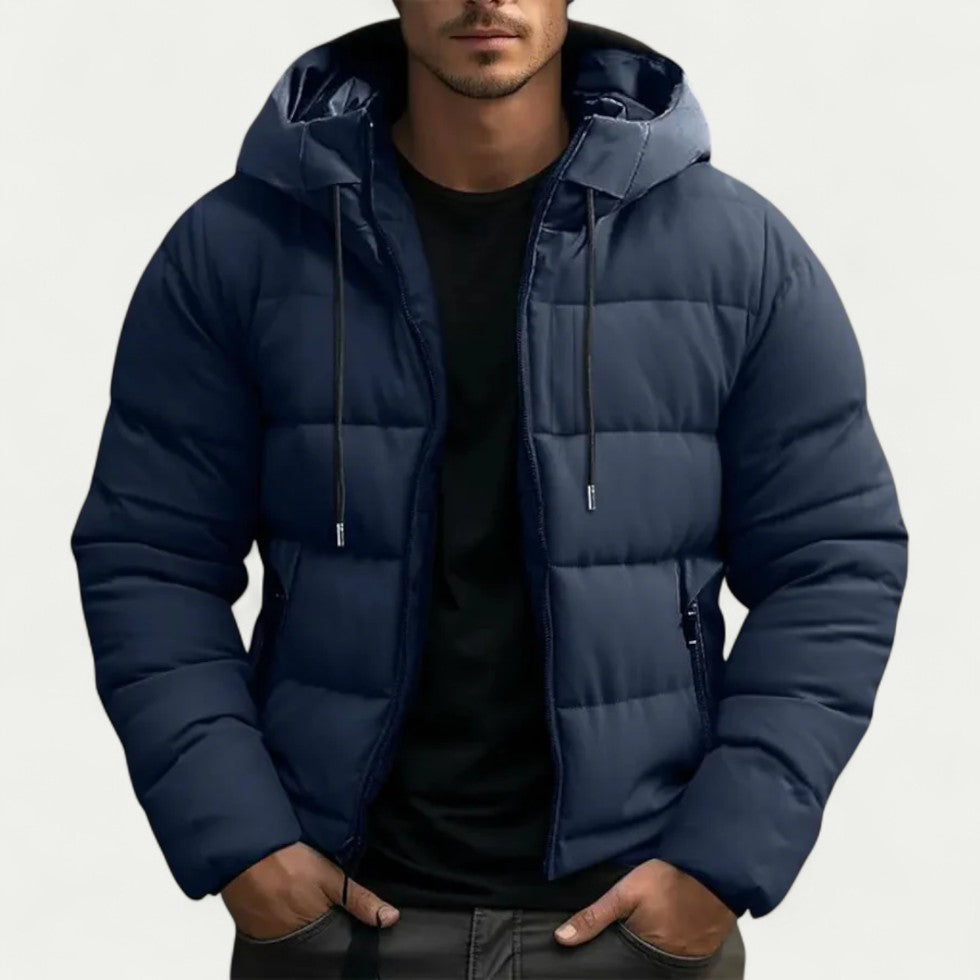 Men Hooded Puffer Jacket Winter Warm Quilted Coat