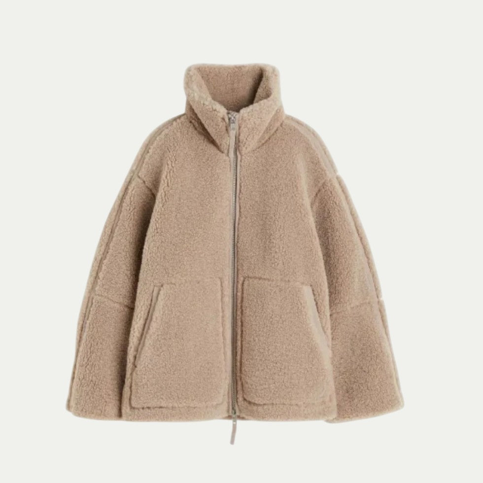 Oversized Zip Up Teddy Jacket for Women