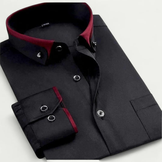Classic Cotton Blend Long Sleeve Button Down Shirt for Men