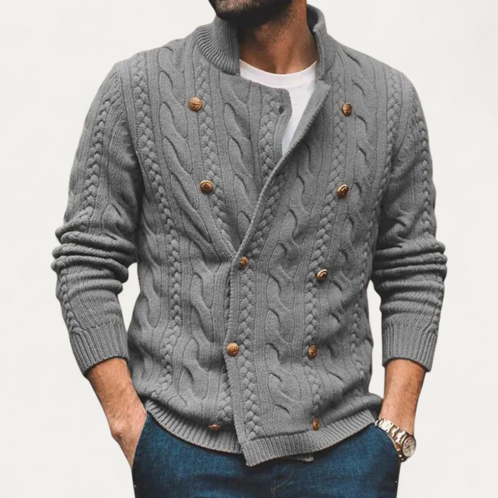 Cable Knit Double Breasted Cardigan for Men
