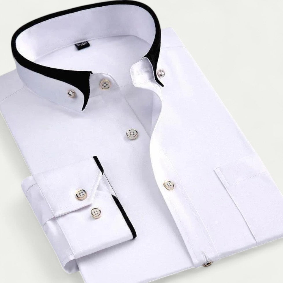 Classic Cotton Blend Long Sleeve Button Down Shirt for Men