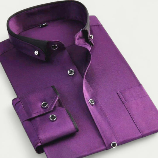 Classic Cotton Blend Long Sleeve Button Down Shirt for Men
