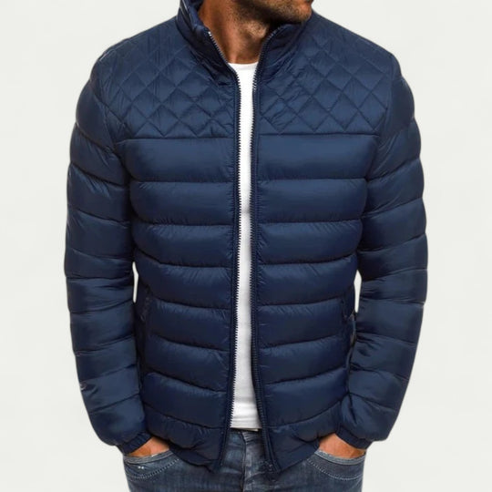 Quilted Stand Collar Lightweight Puffer Jacket for Men
