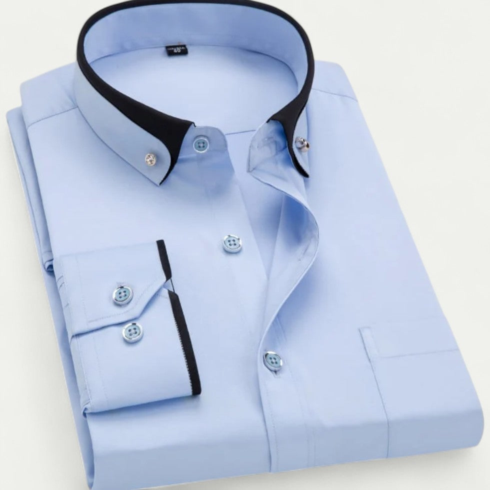 Classic Cotton Blend Long Sleeve Button Down Shirt for Men