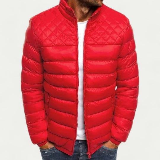 Quilted Stand Collar Lightweight Puffer Jacket for Men