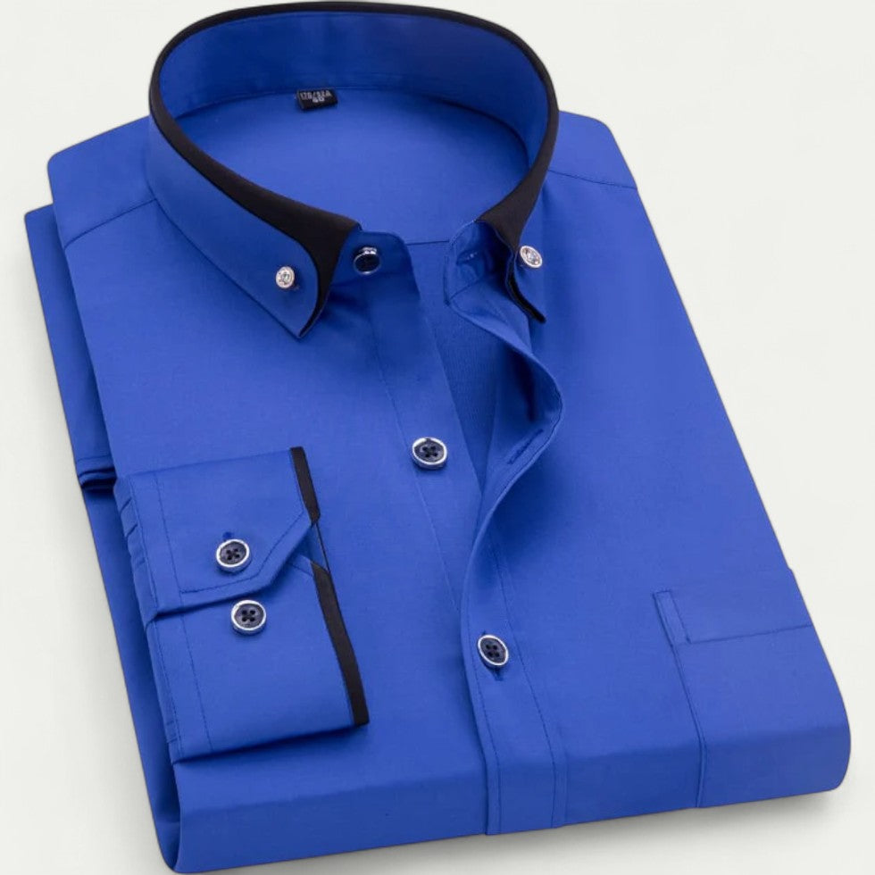 Classic Cotton Blend Long Sleeve Button Down Shirt for Men