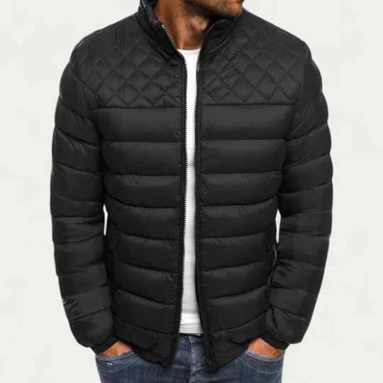 Quilted Stand Collar Lightweight Puffer Jacket for Men