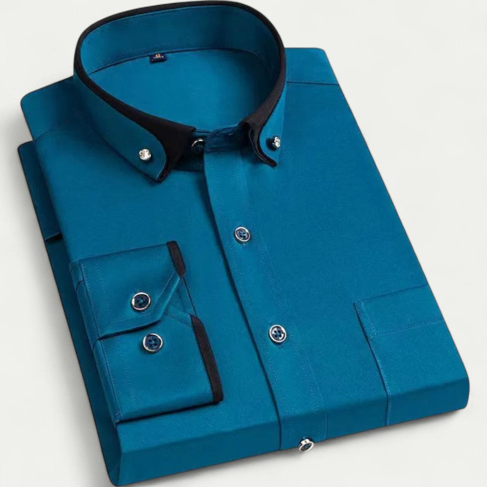 Classic Cotton Blend Long Sleeve Button Down Shirt for Men